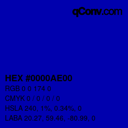 Color code: HEX #0000AE00 | qconv.com