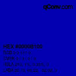 Color code: HEX #0000B100 | qconv.com