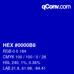 颜色代码: HEX #0000B8 | qconv.com