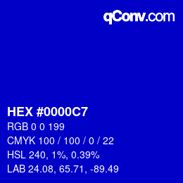 颜色代码: HEX #0000C7 | qconv.com