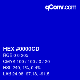 カラーコード: HEX #0000CD | qconv.com