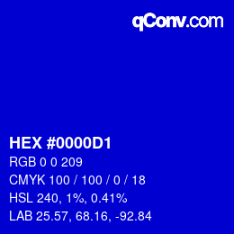 Color code: HEX #0000D1 | qconv.com