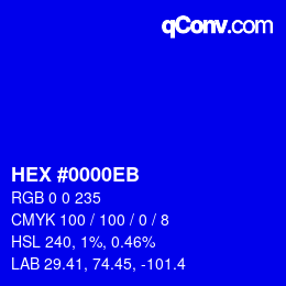 Farbcode: HEX #0000EB | qconv.com