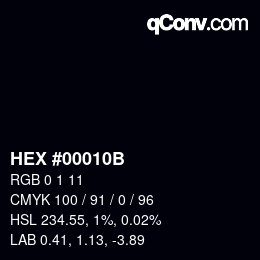 颜色代码: HEX #00010B | qconv.com