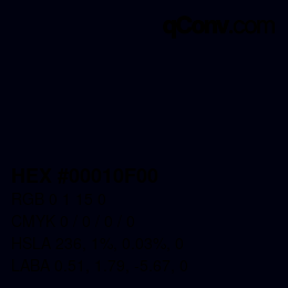 Color code: HEX #00010F00 | qconv.com