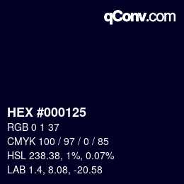 Color code: HEX #000125 | qconv.com