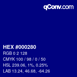 颜色代码: HEX #000280 | qconv.com