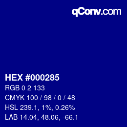 Color code: HEX #000285 | qconv.com