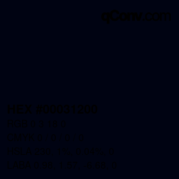 Farbcode: HEX #00031200 | qconv.com