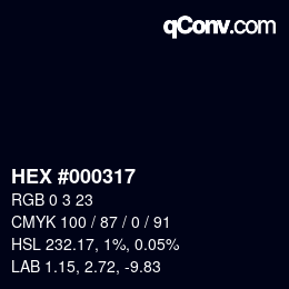 Color code: HEX #000317 | qconv.com