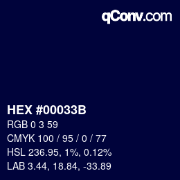 Color code: HEX #00033B | qconv.com