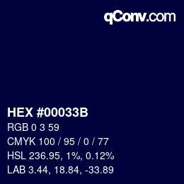 カラーコード: HEX #00033B | qconv.com