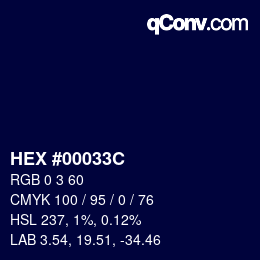 Color code: HEX #00033C | qconv.com
