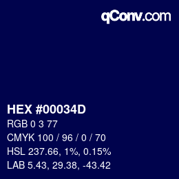 Color code: HEX #00034D | qconv.com