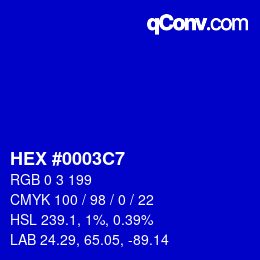 Color code: HEX #0003C7 | qconv.com