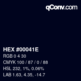 カラーコード: HEX #00041E | qconv.com