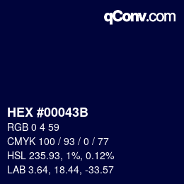 Color code: HEX #00043B | qconv.com