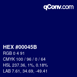 Color code: HEX #00045B | qconv.com