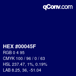 颜色代码: HEX #00045F | qconv.com