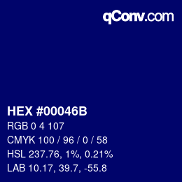 颜色代码: HEX #00046B | qconv.com
