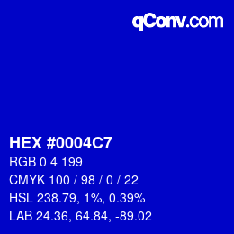 Color code: HEX #0004C7 | qconv.com