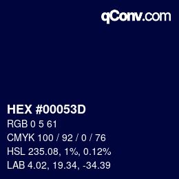 カラーコード: HEX #00053D | qconv.com