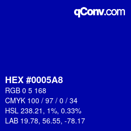 Color code: HEX #0005A8 | qconv.com