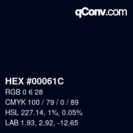 Color code: HEX #00061C | qconv.com