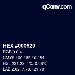 颜色代码: HEX #000629 | qconv.com