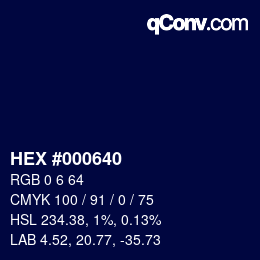 Color code: HEX #000640 | qconv.com