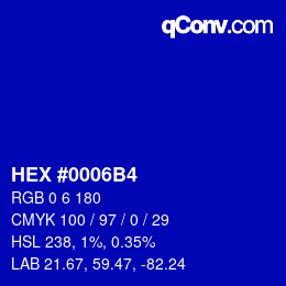 Color code: HEX #0006B4 | qconv.com