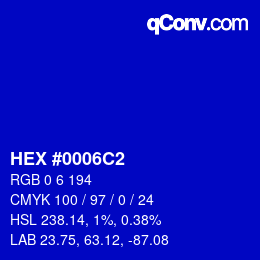 Color code: HEX #0006C2 | qconv.com