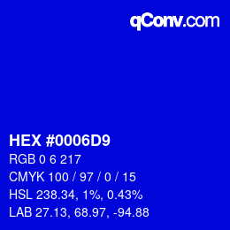 Color code: HEX #0006D9 | qconv.com