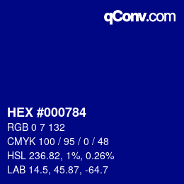 カラーコード: HEX #000784 | qconv.com