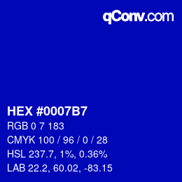 Color code: HEX #0007B7 | qconv.com