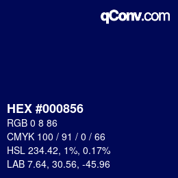 カラーコード: HEX #000856 | qconv.com