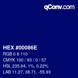 Color code: HEX #00086E | qconv.com