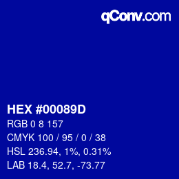カラーコード: HEX #00089D | qconv.com
