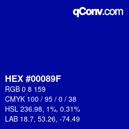 Color code: HEX #00089F | qconv.com