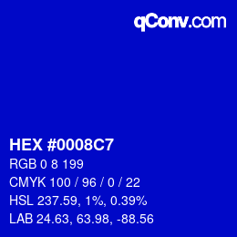 Color code: HEX #0008C7 | qconv.com