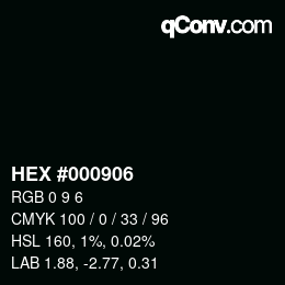 Código de color: HEX #000906 | qconv.com