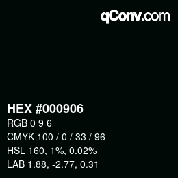 Código de color: HEX #000906 | qconv.com