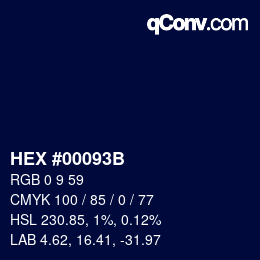 Color code: HEX #00093B | qconv.com