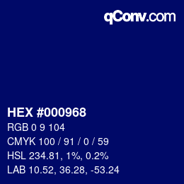 颜色代码: HEX #000968 | qconv.com