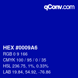 Color code: HEX #0009A6 | qconv.com