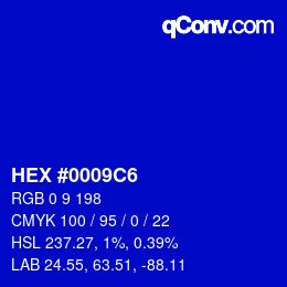 Farbcode: HEX #0009C6 | qconv.com