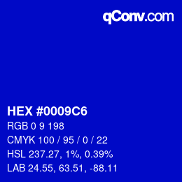 Farbcode: HEX #0009C6 | qconv.com