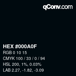 颜色代码: HEX #000A0F | qconv.com