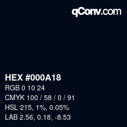 颜色代码: HEX #000A18 | qconv.com