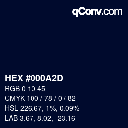 颜色代码: HEX #000A2D | qconv.com